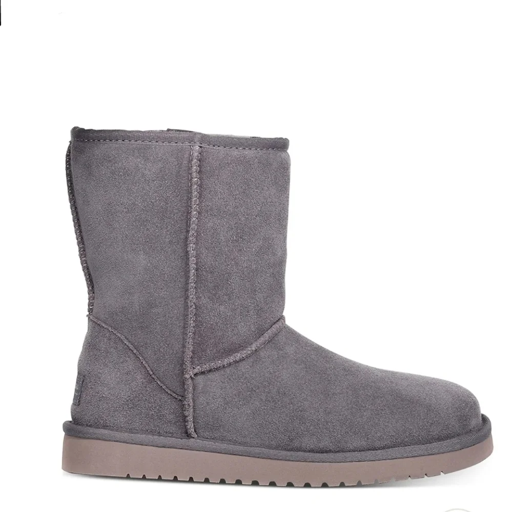 Koolaburra Gray Suede Mid-Calf Shearling Lined Winter Boots